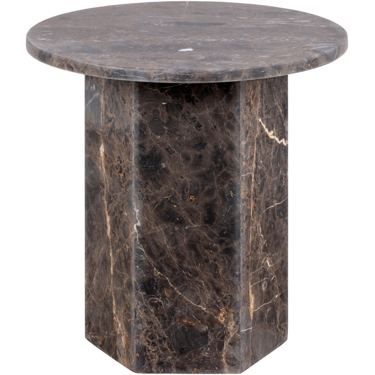 Naxos Round Side Table In Marron Marble - Marron Marble – image 2
