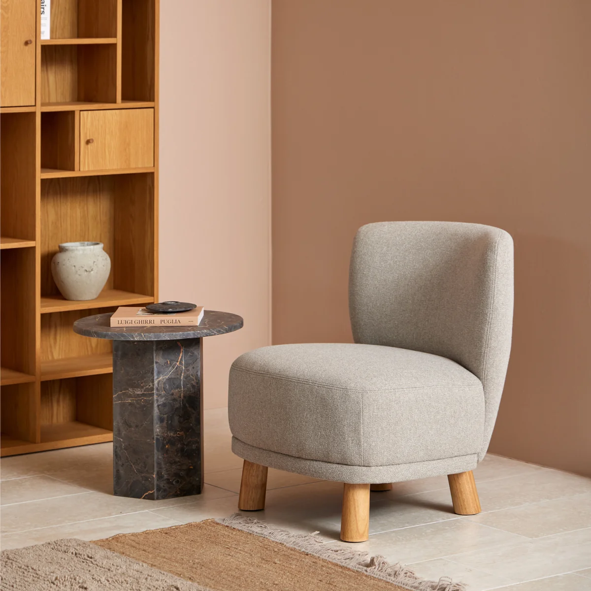 Naxos Round Side Table In Marron Marble - Marron Marble – image 3