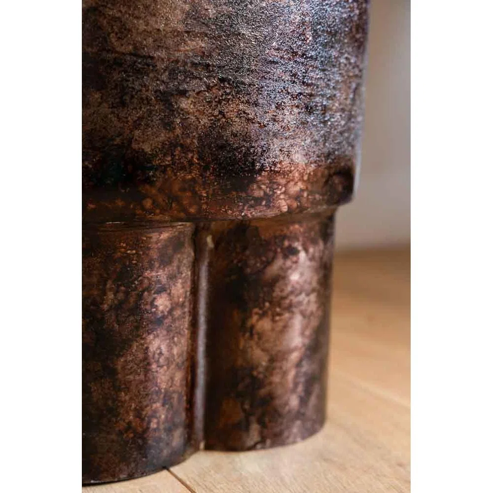 Dark Copper Mottled Metal Side Table – image 2