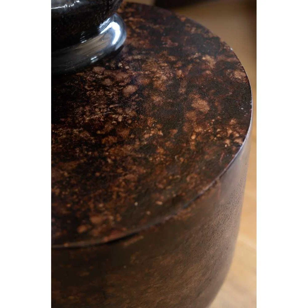 Dark Copper Mottled Metal Side Table – image 3