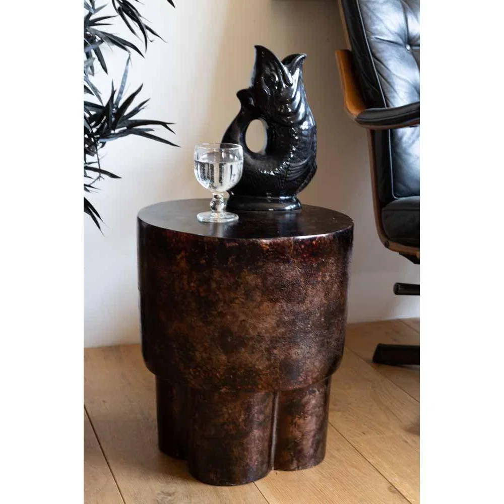 Dark Copper Mottled Metal Side Table – image 5