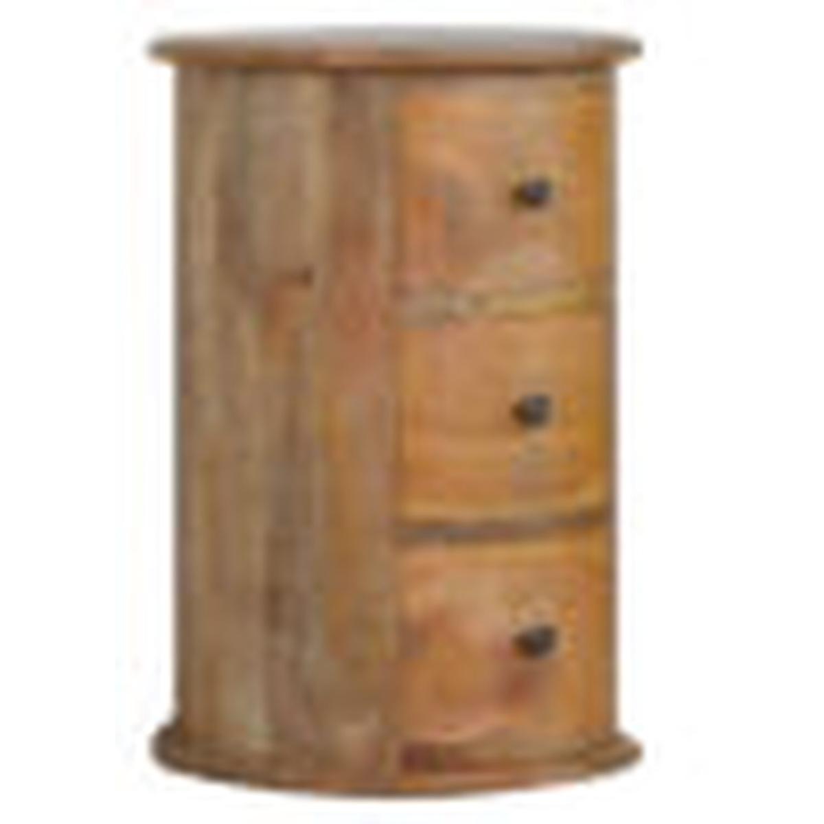 Solid Wood 3 Drawer Slim Drum Chest (Brown) - Brown – image 2