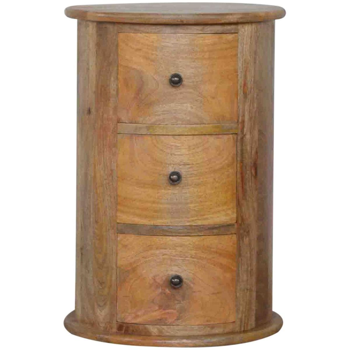 Solid Wood 3 Drawer Slim Drum Chest (Brown) - Brown – image 3