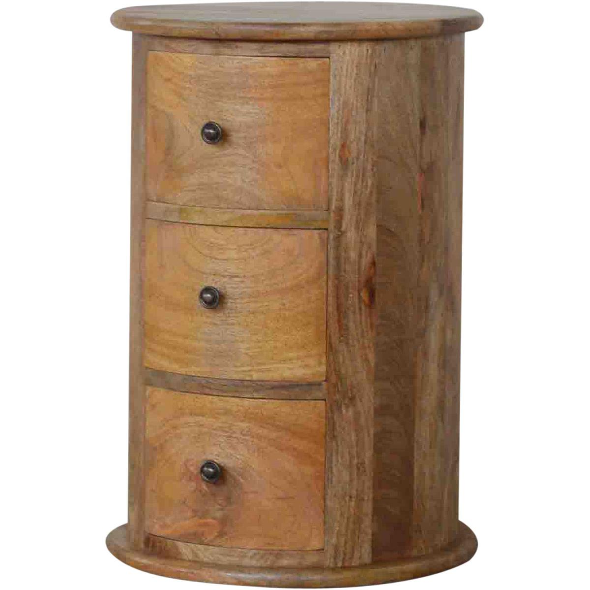 Solid Wood 3 Drawer Slim Drum Chest (Brown) - Brown – image 4