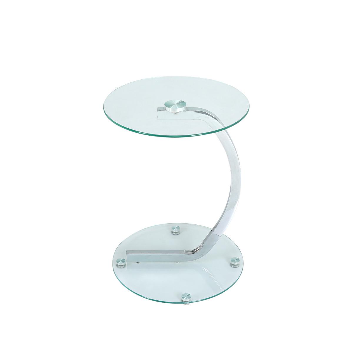 Round Shape Clear Tempered Glass Side End Table - Silver – image 2