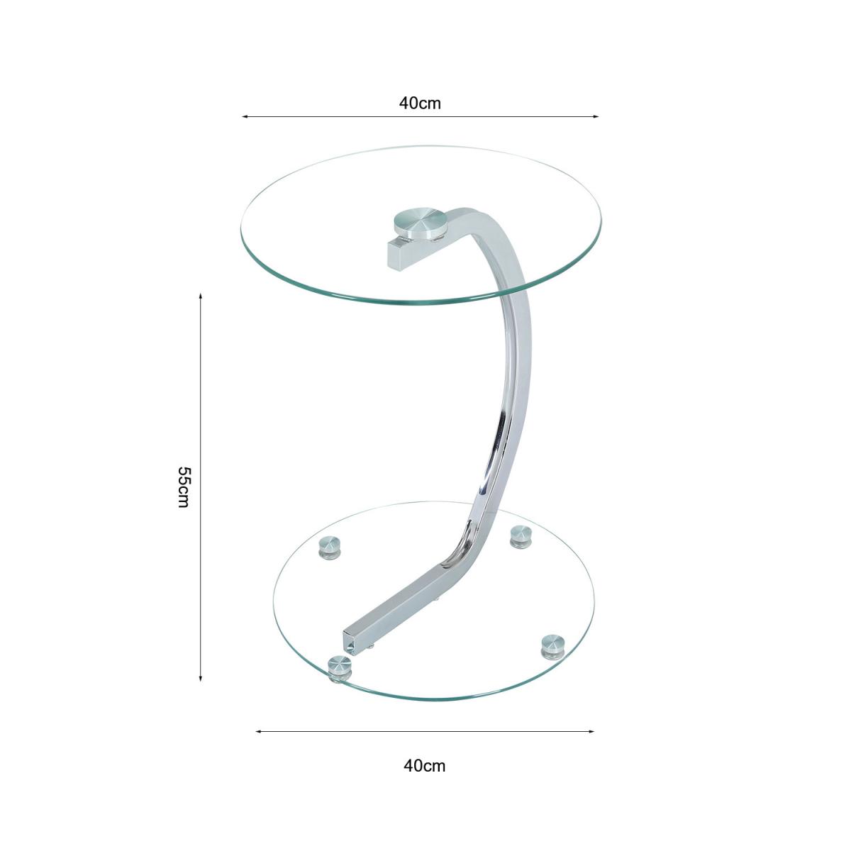 Round Shape Clear Tempered Glass Side End Table - Silver – image 6