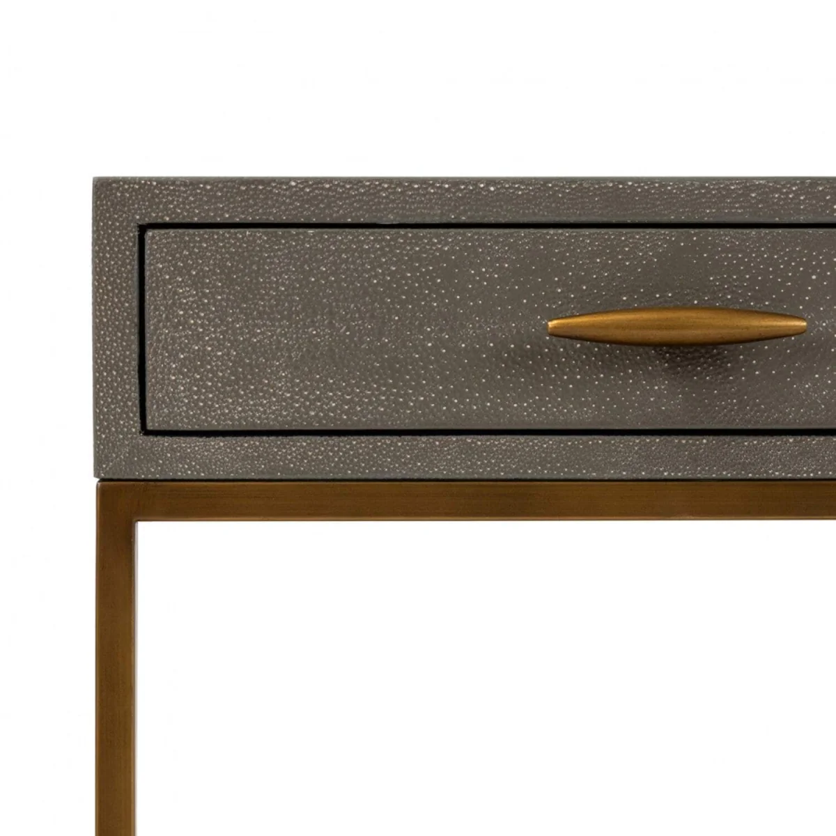 Mandalo Taupe Shagreen Side Table One Drawer Brushed Brass Frame - Neutral – image 8