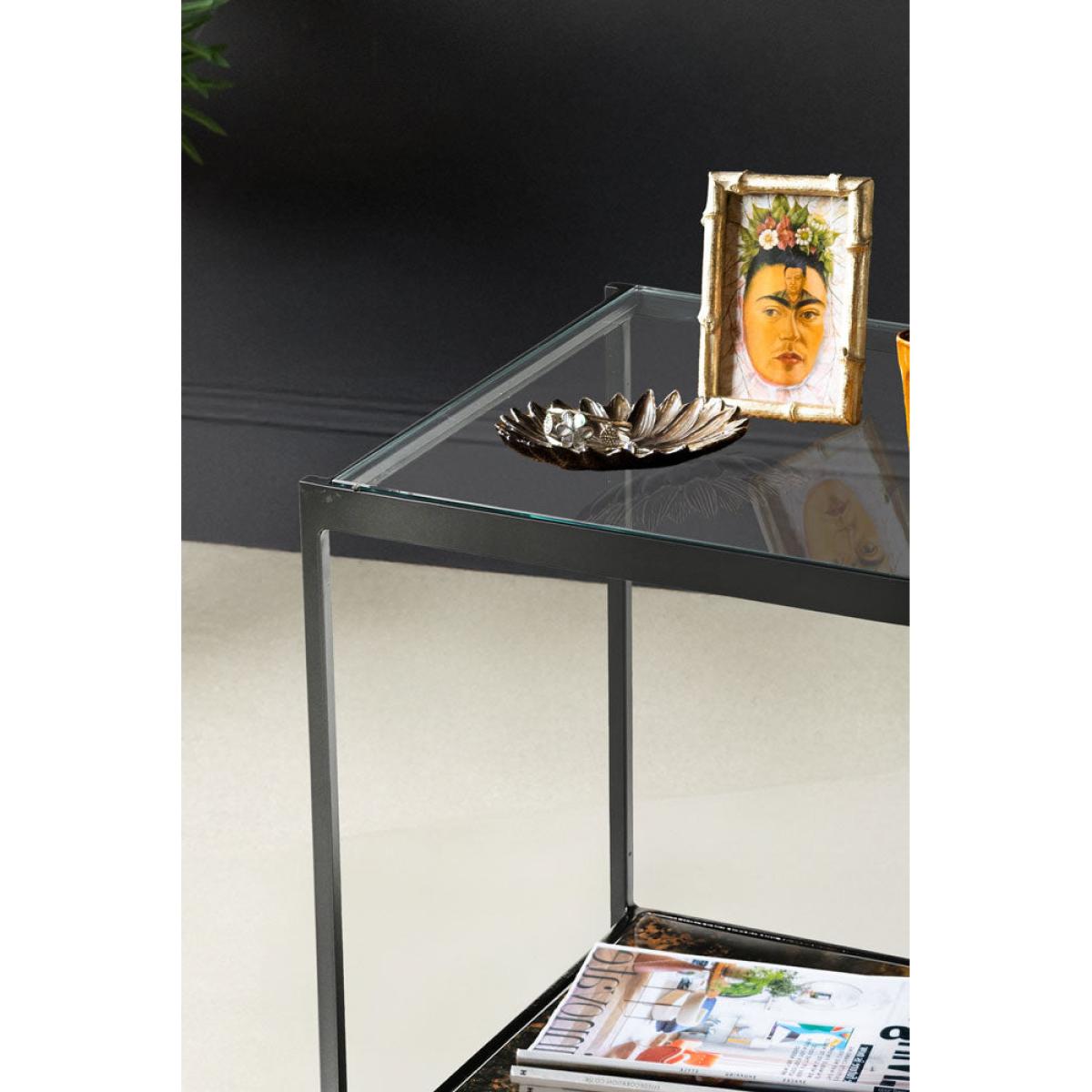 Beautiful Burnished Metal & Glass Side Table – image 3
