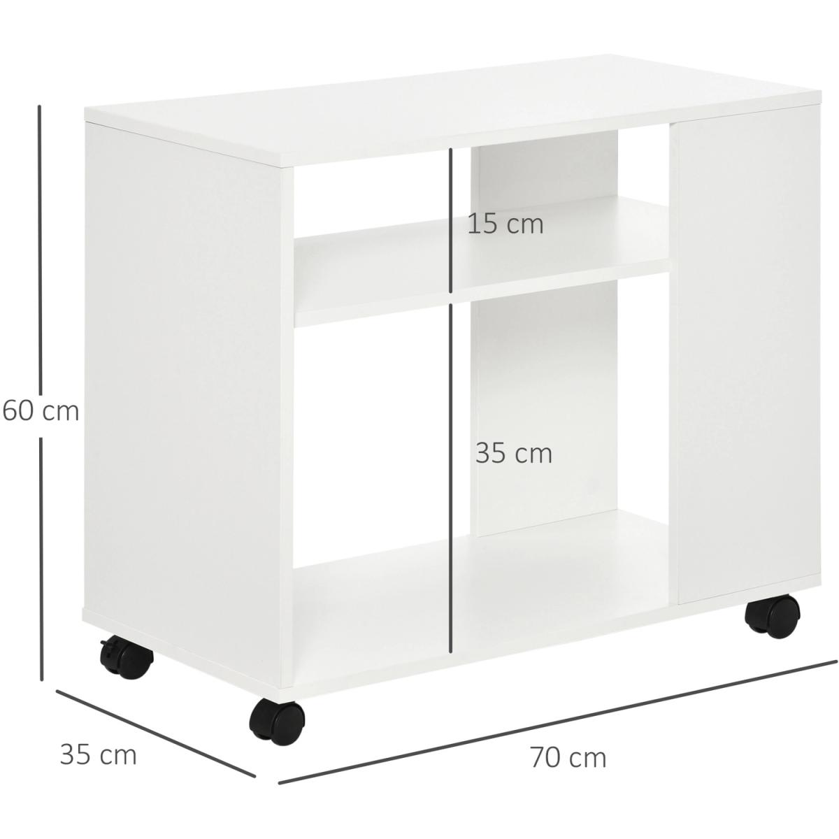 Compact Side Table with 2-Tier Shelves - White – image 2