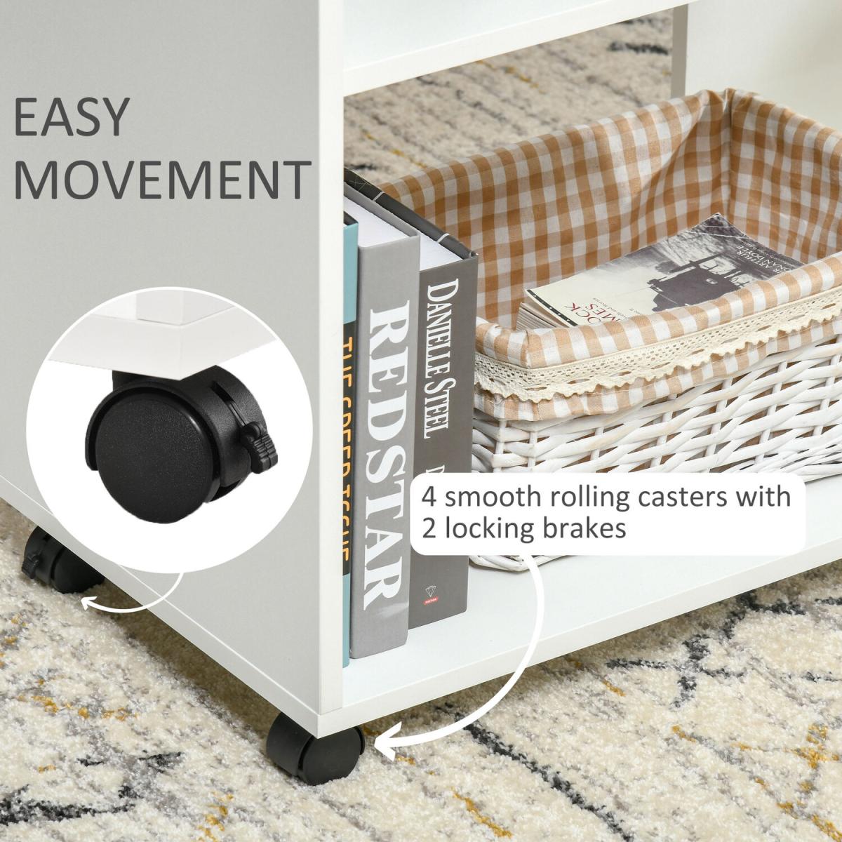Compact Side Table with 2-Tier Shelves - White – image 3