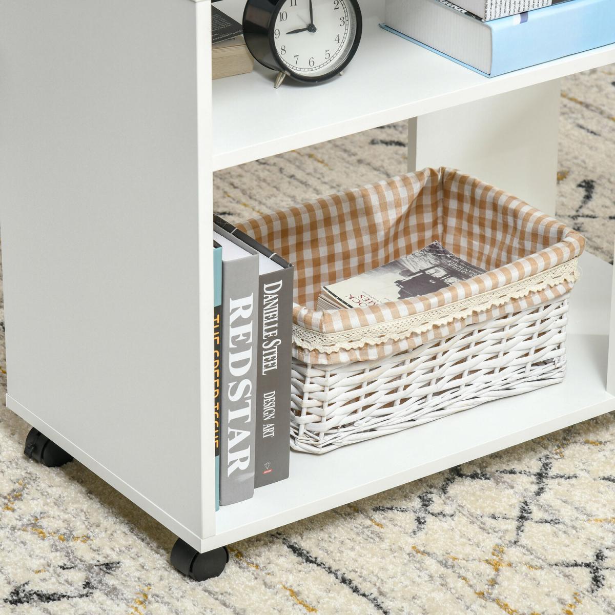Compact Side Table with 2-Tier Shelves - White – image 6