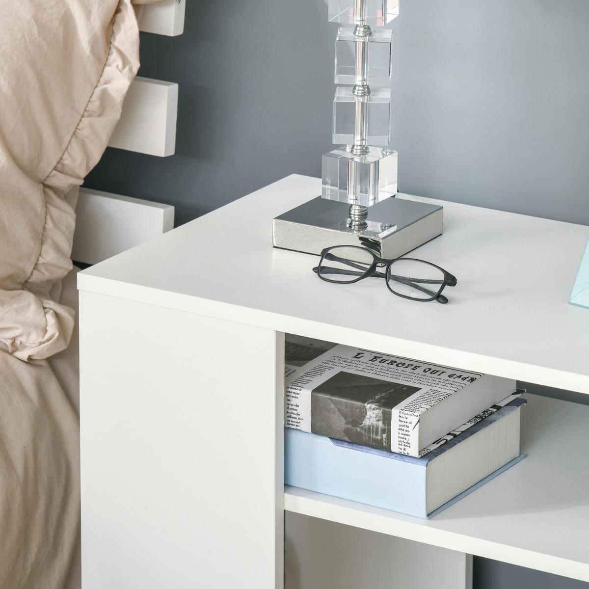 Compact Side Table with 2-Tier Shelves - White – image 7