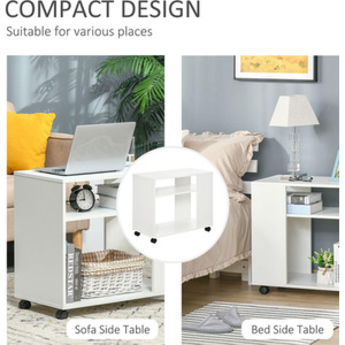Compact Side Table with 2-Tier Shelves - White – image 10