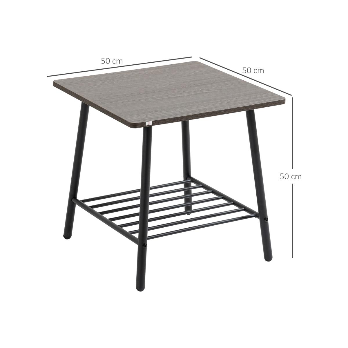 Side Table with 2-Tier Storage, Sofa End Table with Metal Frame - Grey – image 1