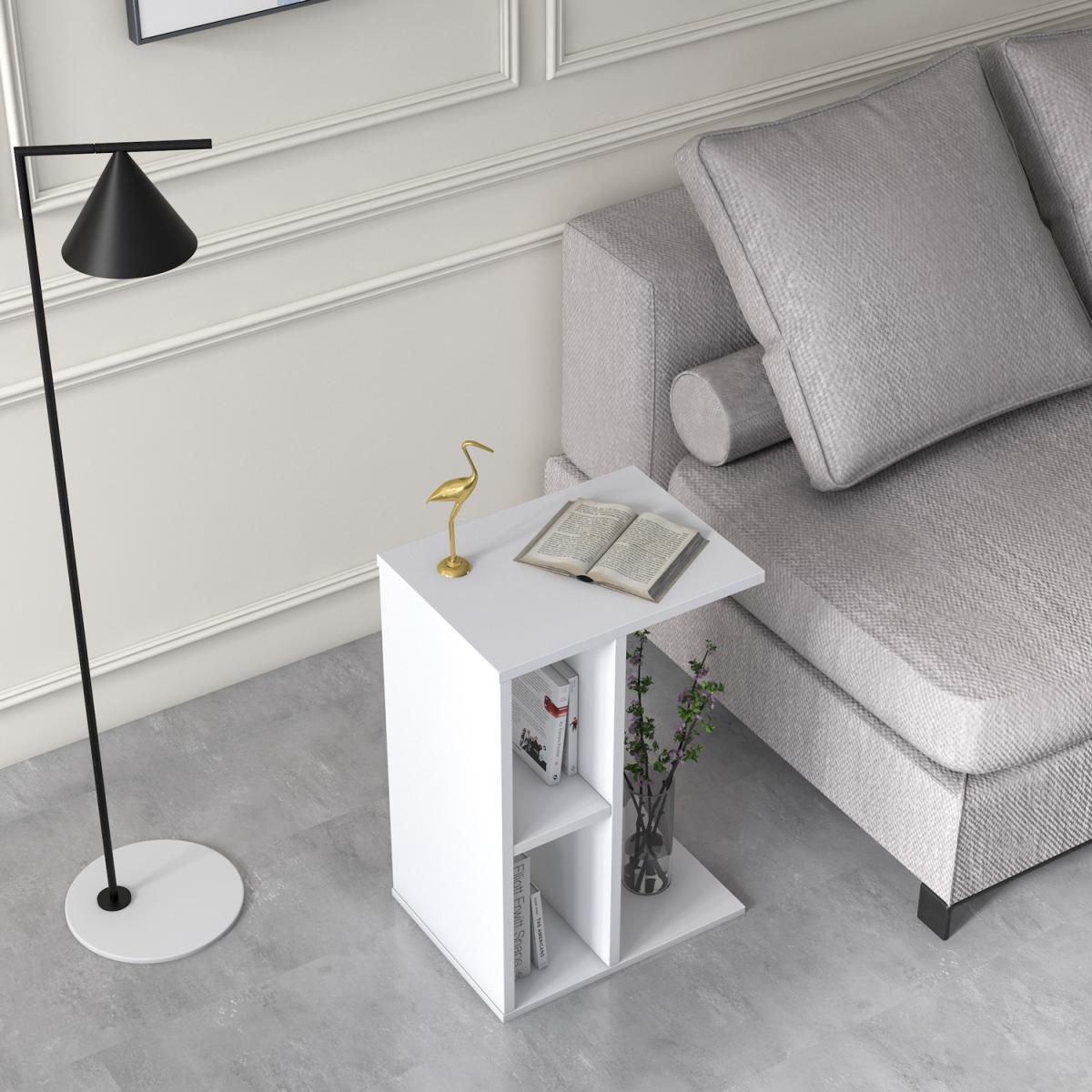 Slot 59cm Tall C Shape Side Table by Ruumstore - Opaque White – image 4