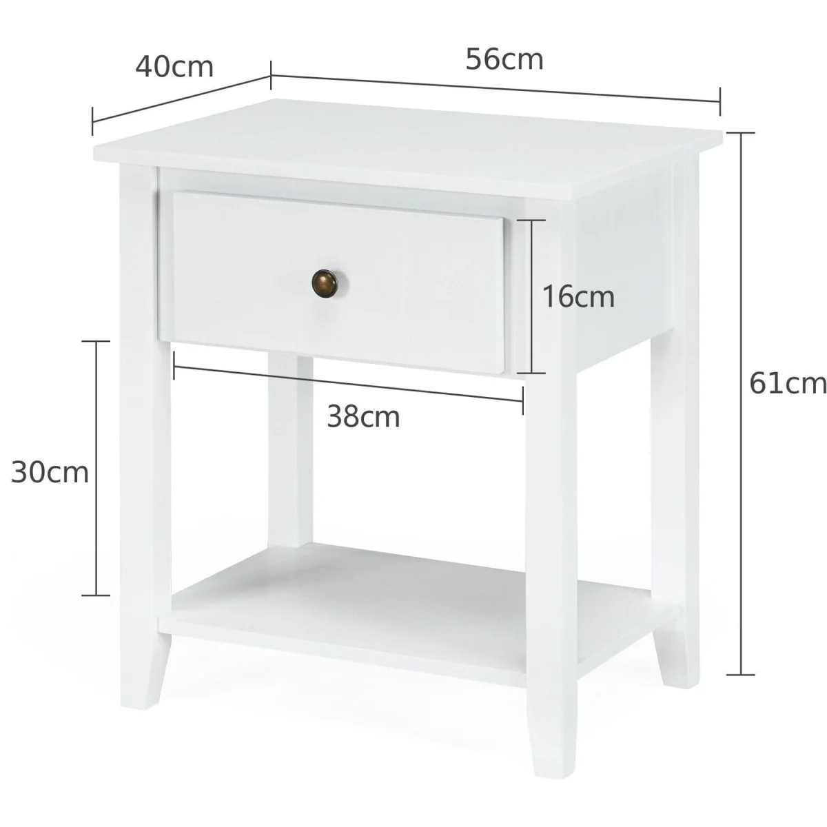 Costway Accent Table Narrow Side End Table - White – image 2