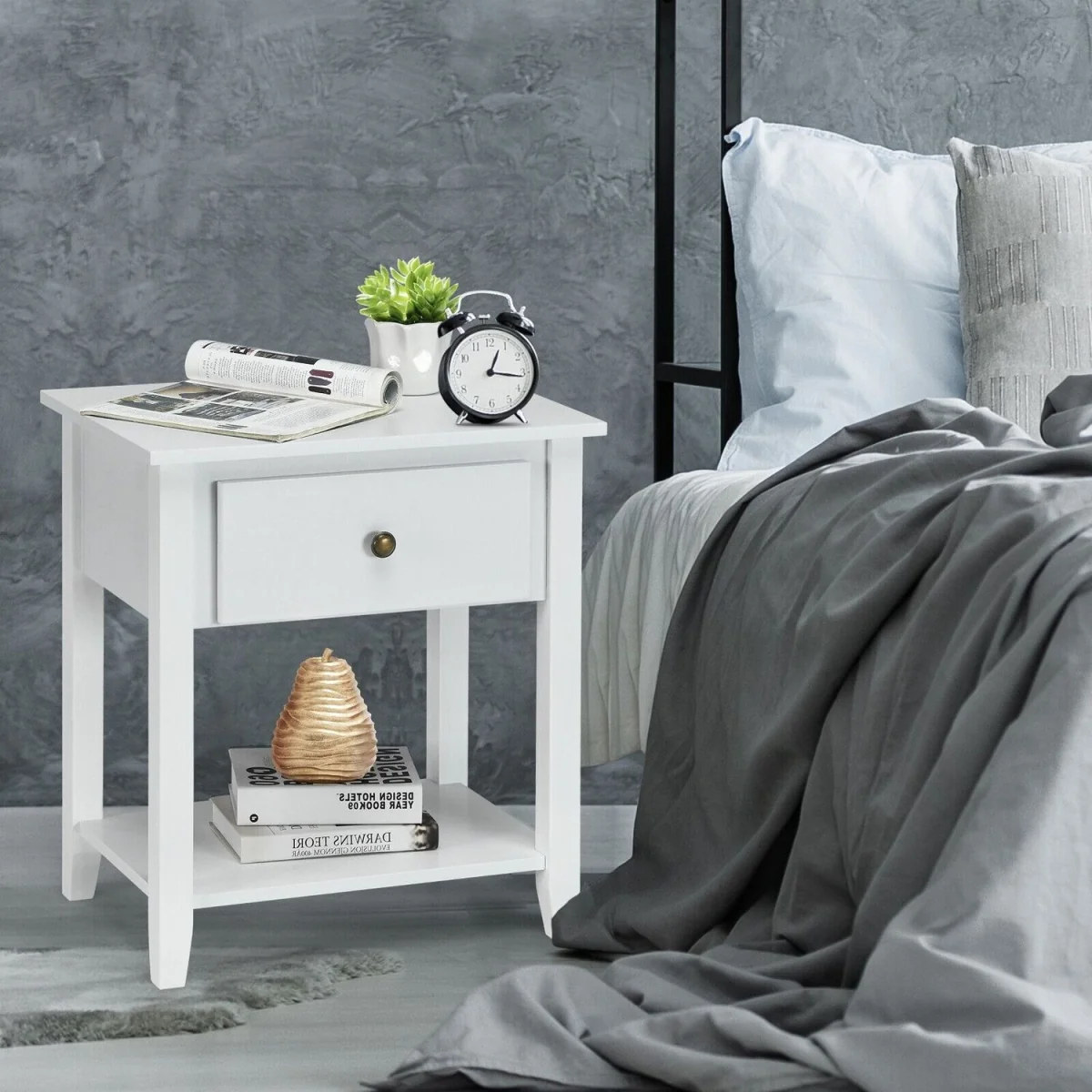 Costway Accent Table Narrow Side End Table - White – image 4