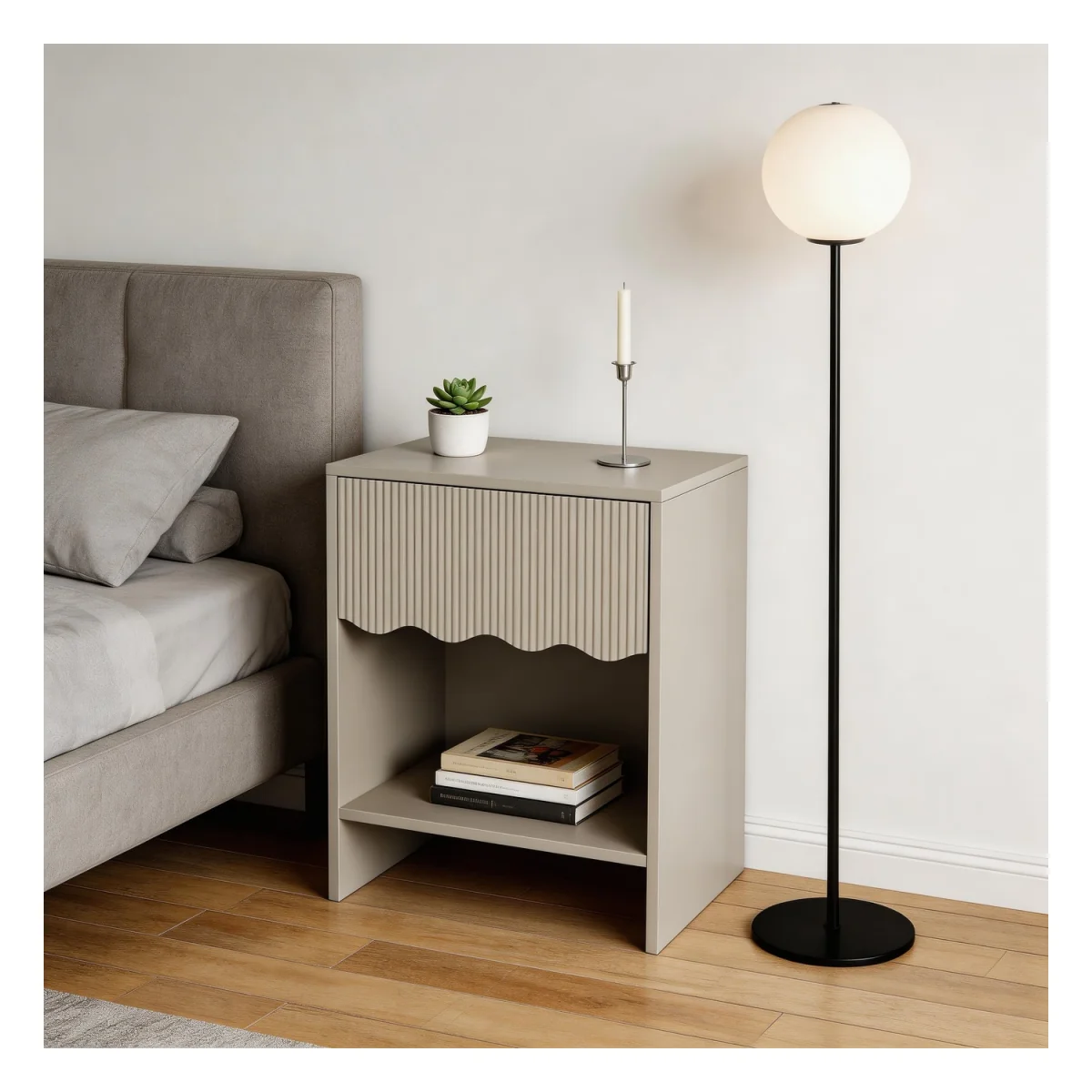 Scalloped Edge Side Table - Grey – image 4