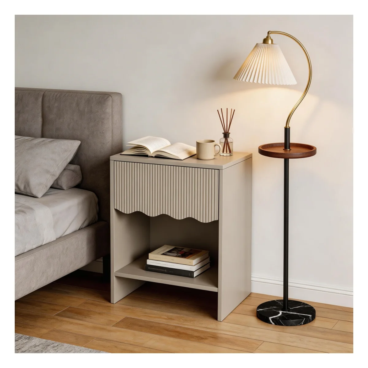 Scalloped Edge Side Table - Grey – image 5