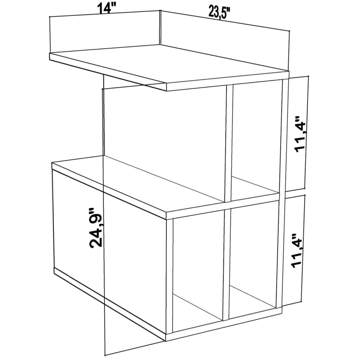 Lauron 60 cm Wide Modern Side Table with Shelves - White – image 2