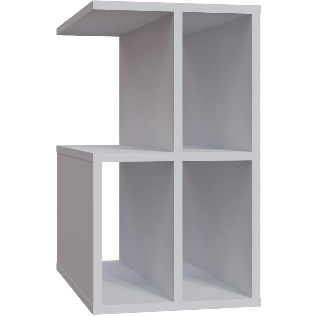 Lauron 60 cm Wide Modern Side Table with Shelves - White – image 3