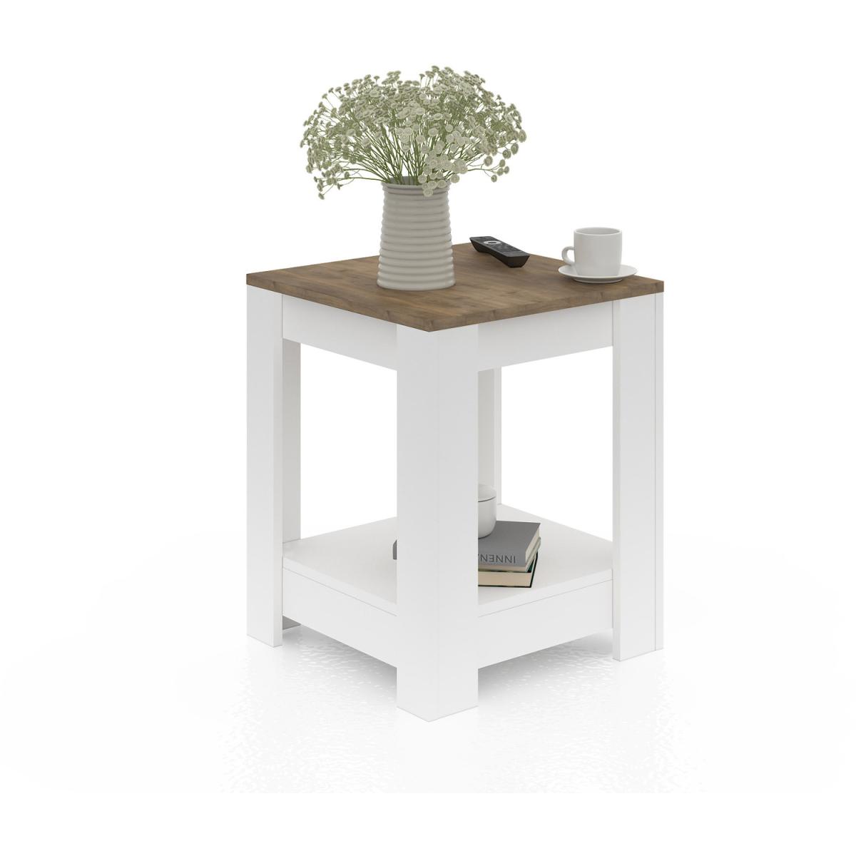 Grado Side Table - White and Walnut - Walnut and White – image 2
