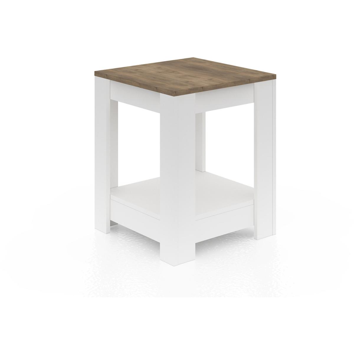 Grado Side Table - White and Walnut - Walnut and White – image 3