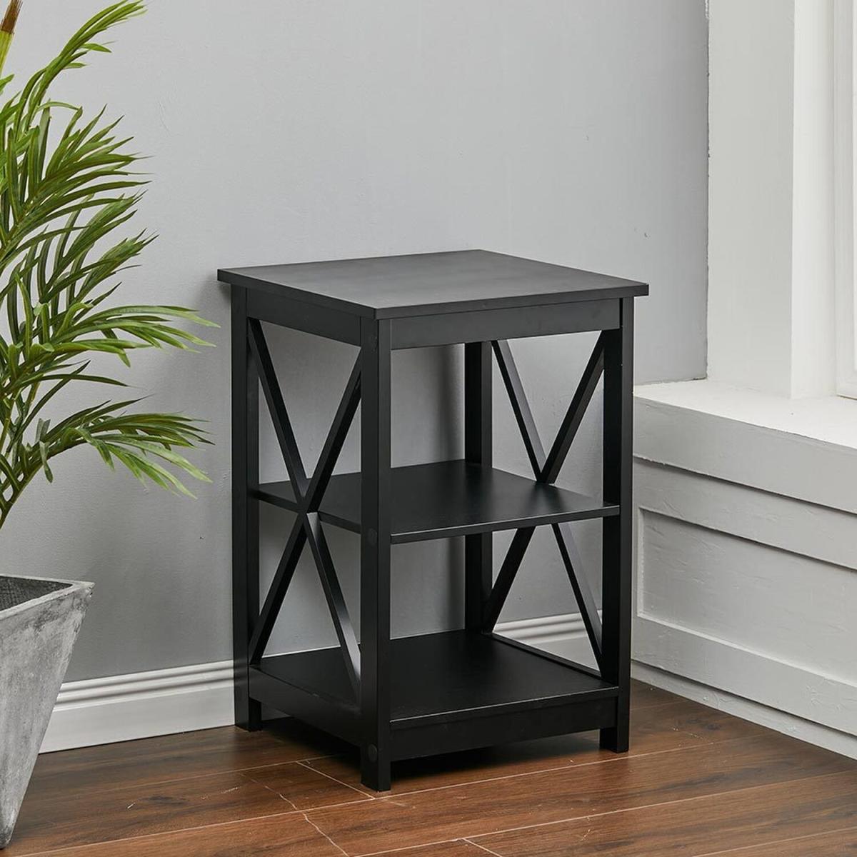 3 Layer Storage End Table - Black – image 2