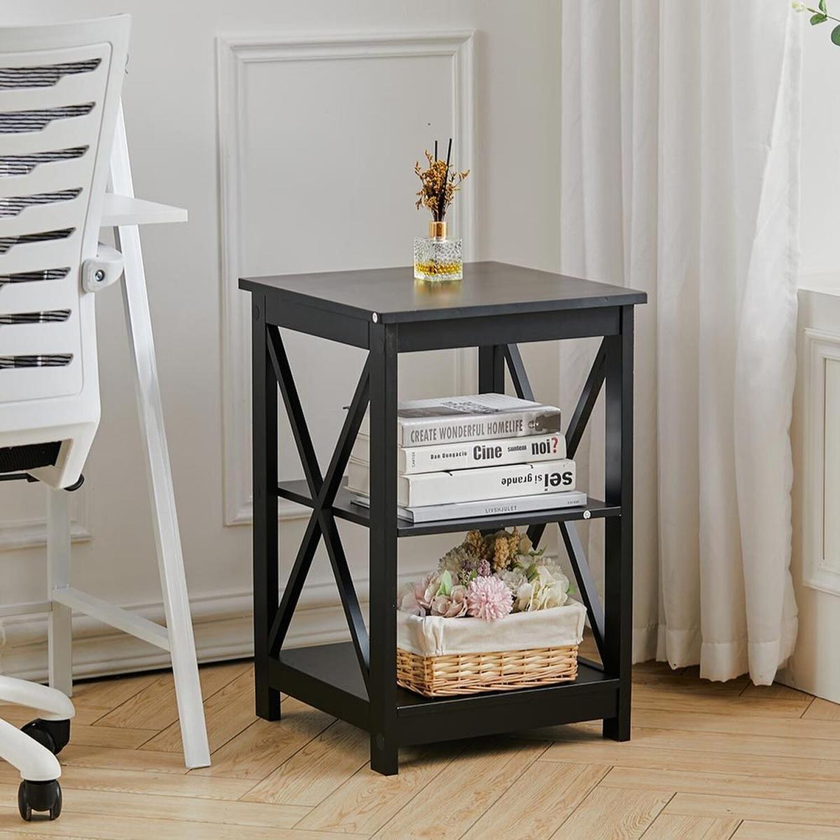 3 Layer Storage End Table - Black – image 1