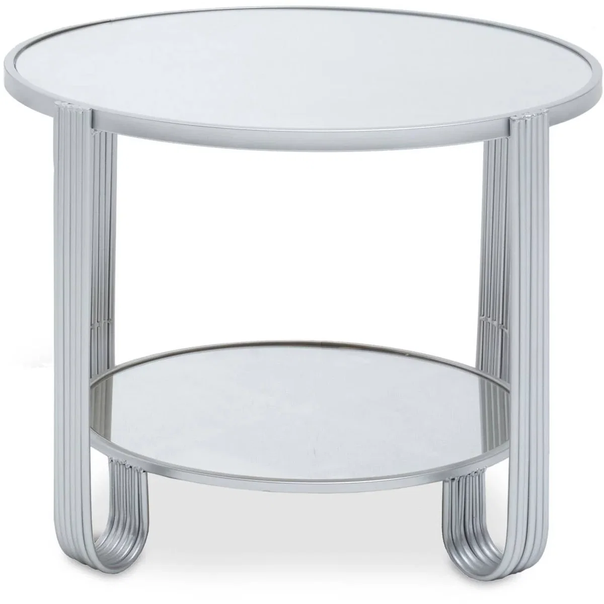 Jolie Round Mirrored Top Silver Frame Table - Silver – image 2