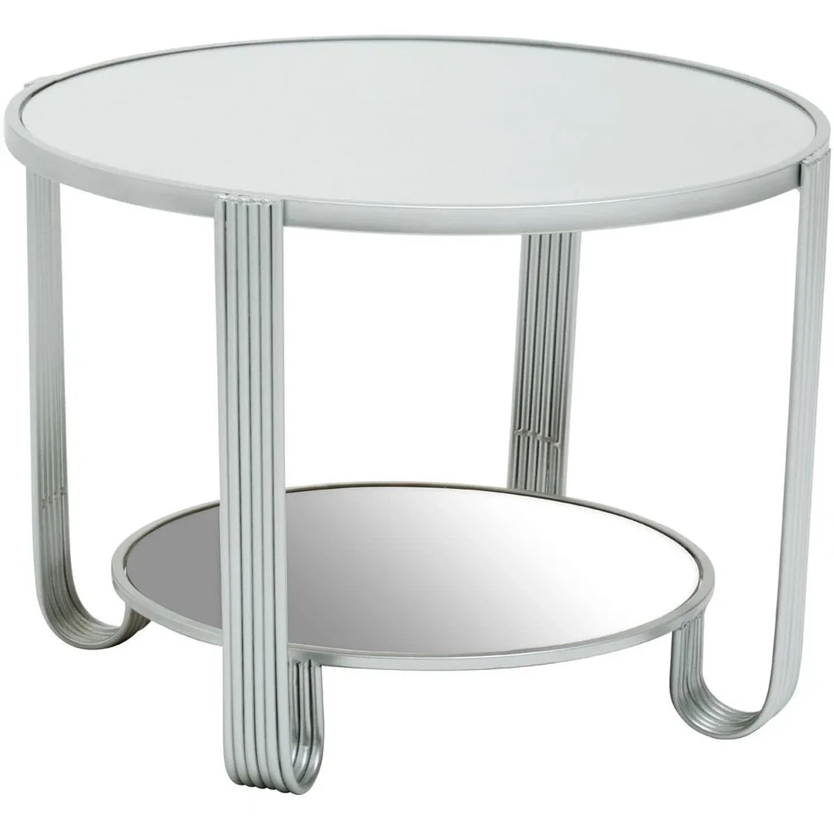 Jolie Round Mirrored Top Silver Frame Table - Silver – image 4
