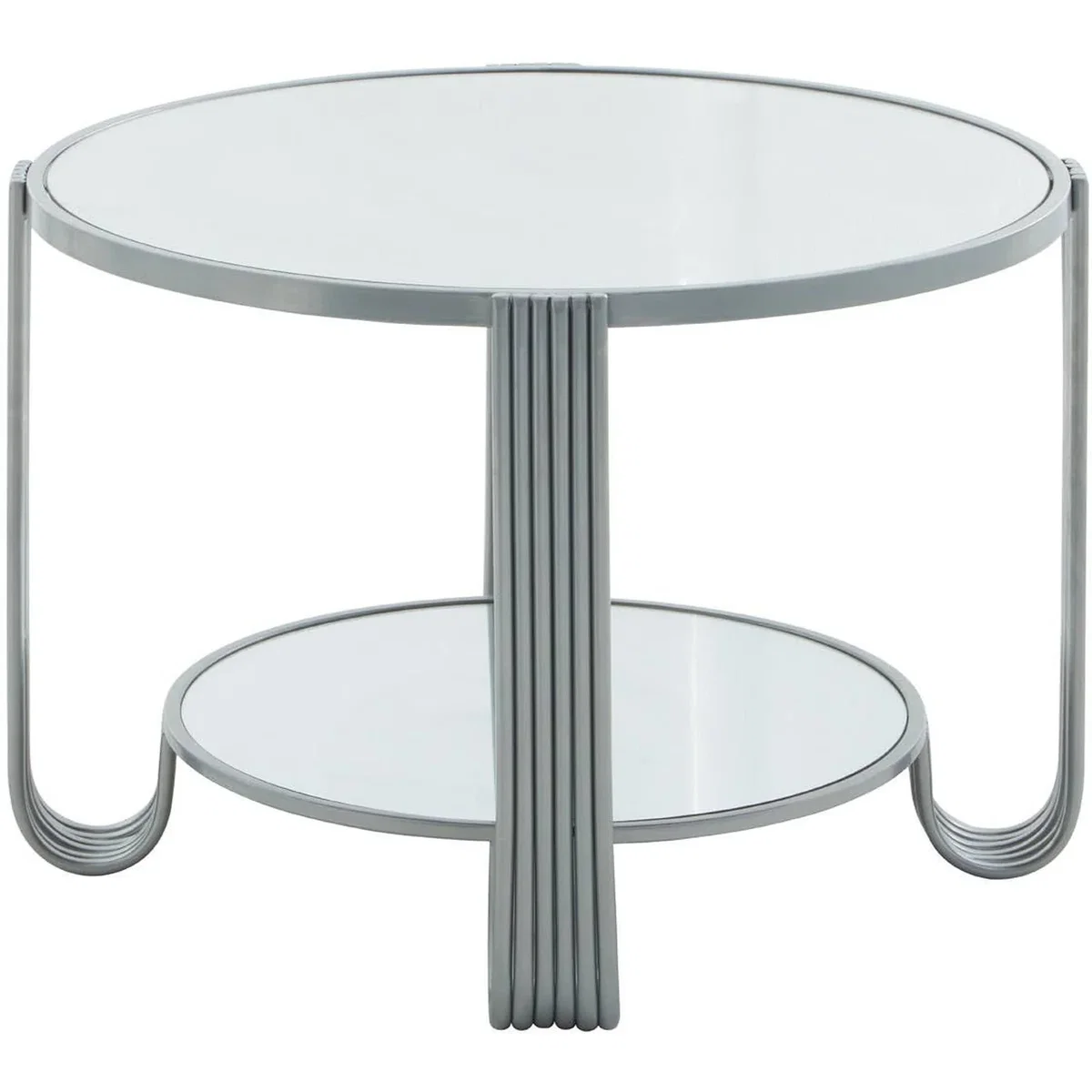 Jolie Round Mirrored Top Silver Frame Table - Silver – image 5