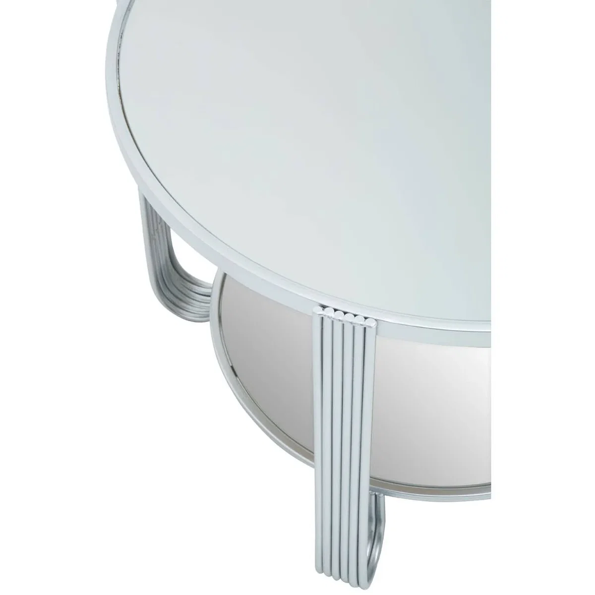 Jolie Round Mirrored Top Silver Frame Table - Silver – image 6