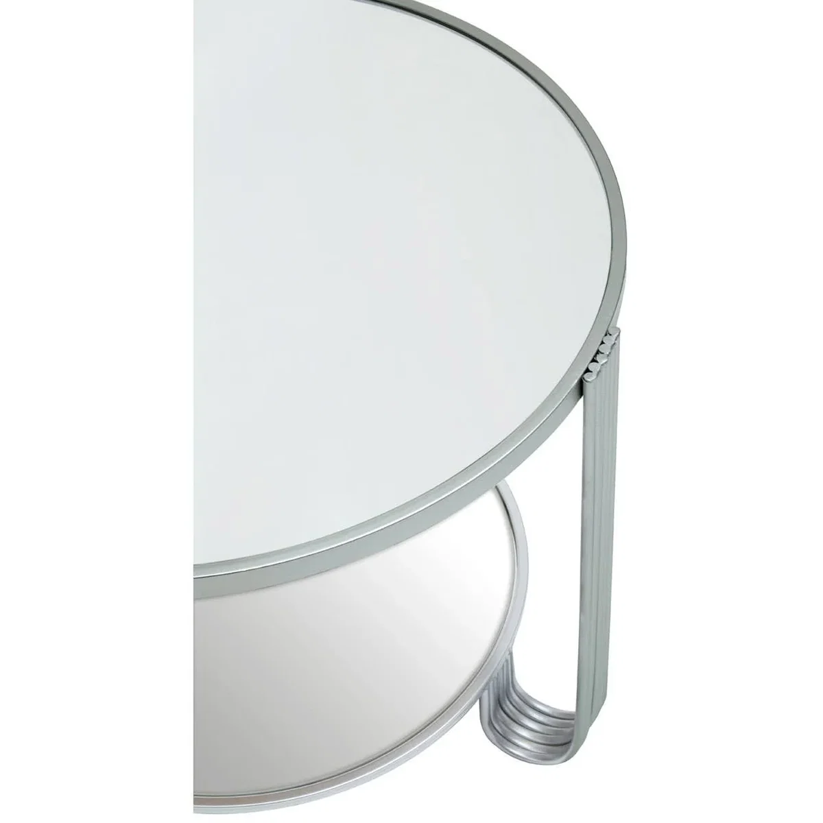 Jolie Round Mirrored Top Silver Frame Table - Silver – image 7