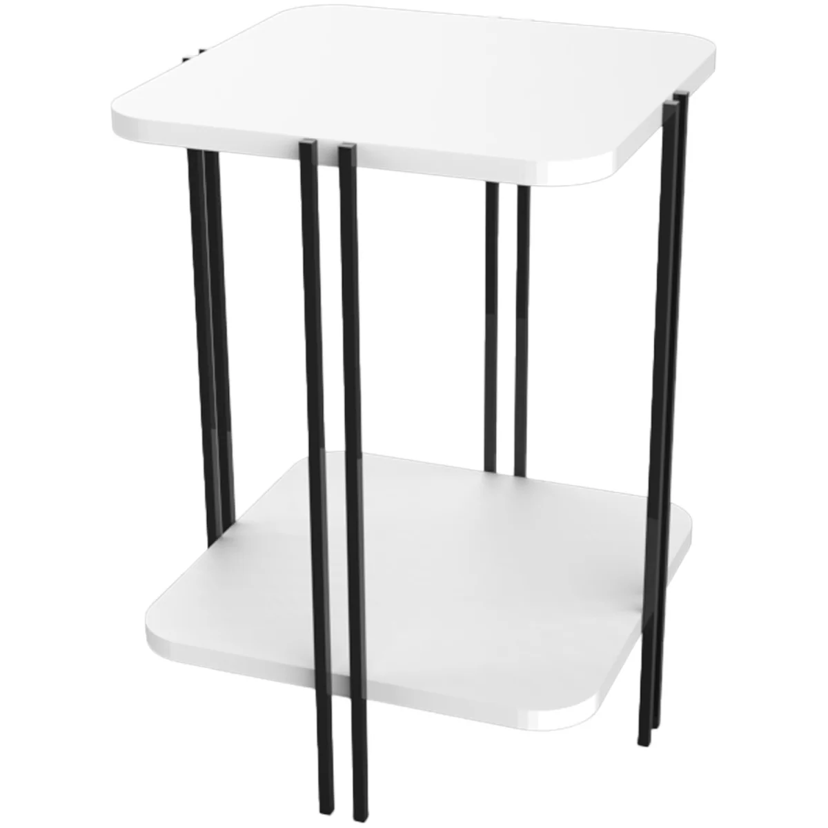 Decortie Notus 2-Tier Square Side Table with Open Shelf - White – image 2