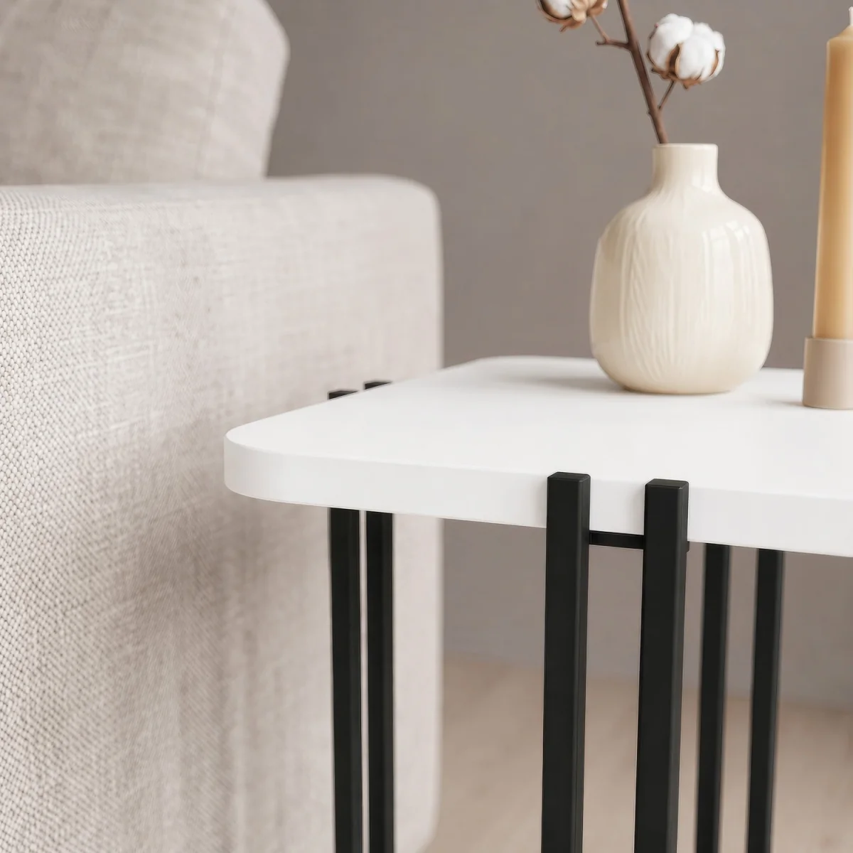Decortie Notus 2-Tier Square Side Table with Open Shelf - White – image 4