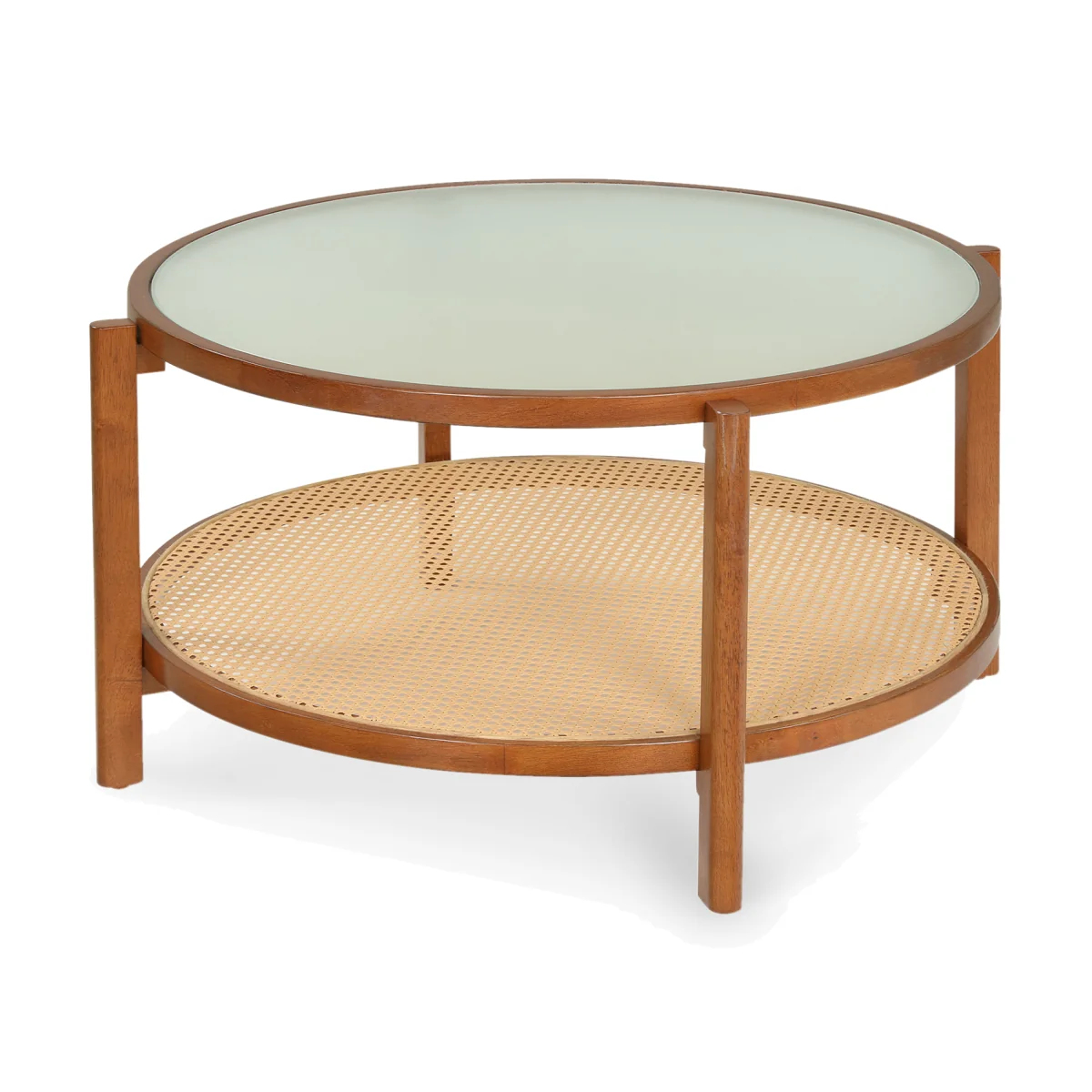 Wooden Rattan Accent Center Table – image 1