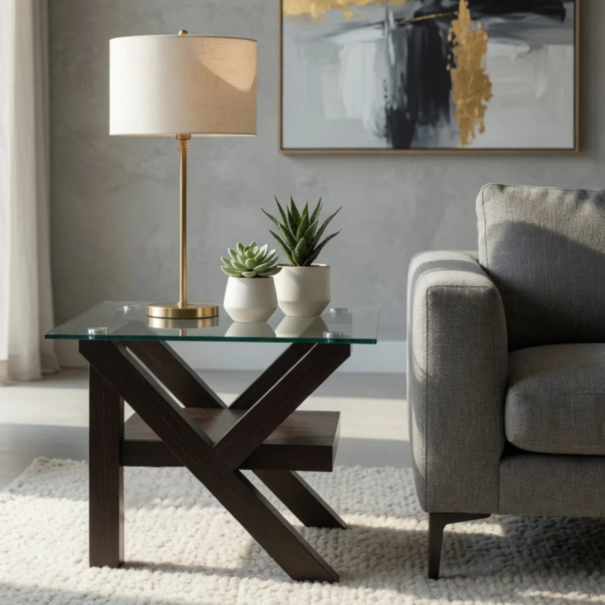 Classic Cross Black Oak Side Table - Oak – image 1