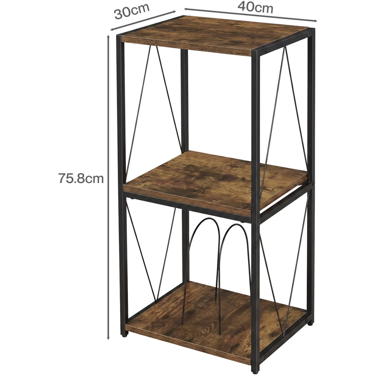 Record Player Stand,Side Table with Vinyl Storage,3-Tier,Wood,Brown - Brown – image 4