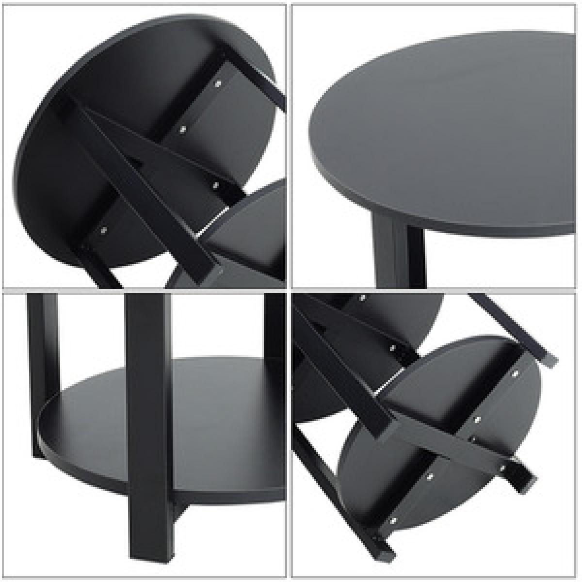 Round Side Table with Storage Shelf - Black – image 6