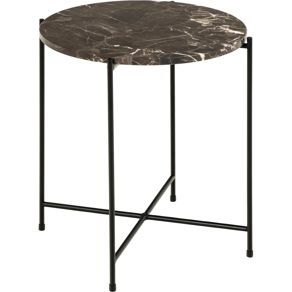 Avila Side Table with Brown Marble Top 42x45cm - Brown – image 3