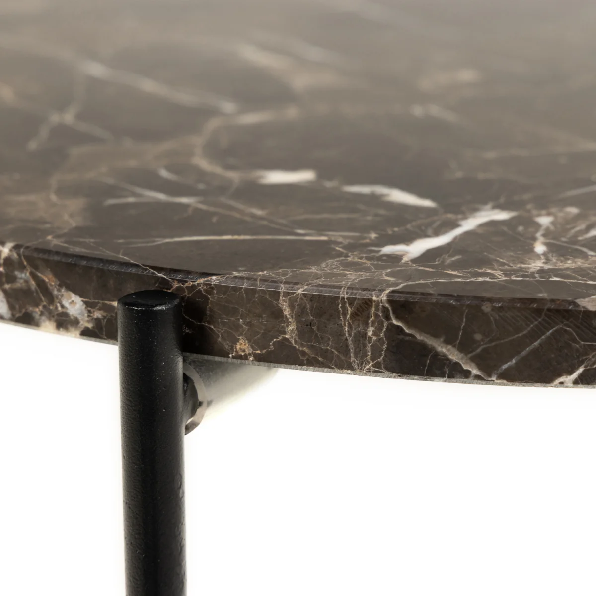 Avila Side Table with Brown Marble Top 42x45cm - Brown – image 6