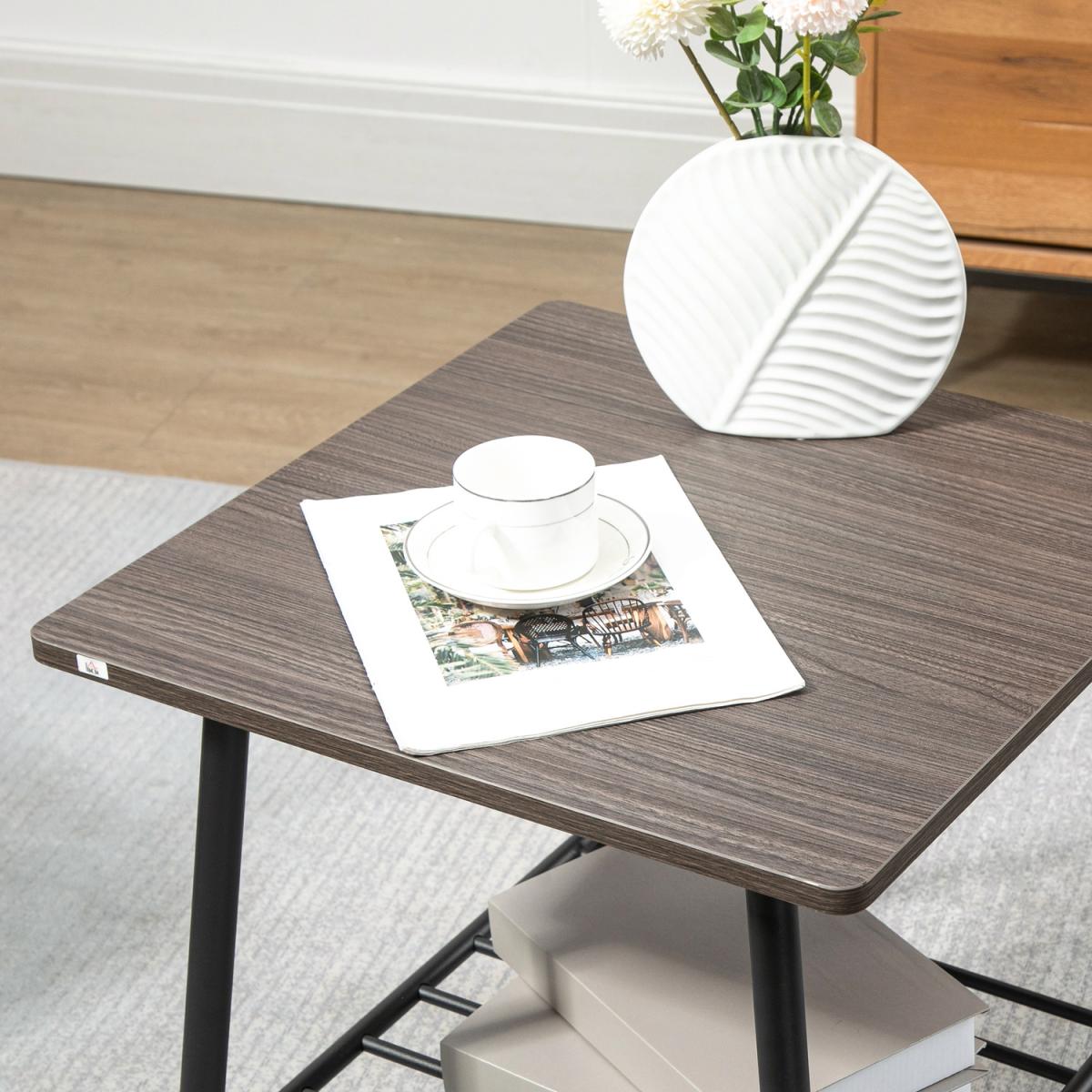 Industrial Sofa Side Table, End Table with 2-Tier Storage - Grey – image 4