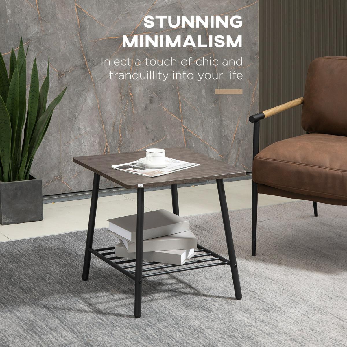 Industrial Sofa Side Table, End Table with 2-Tier Storage - Grey – image 1