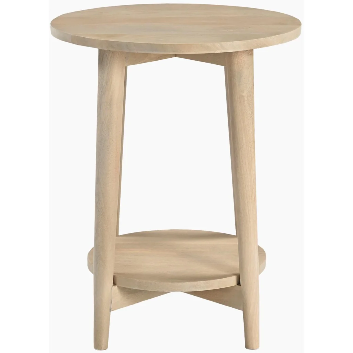 Tacoma Round White Oak Wood Side Table - Oak – image 3