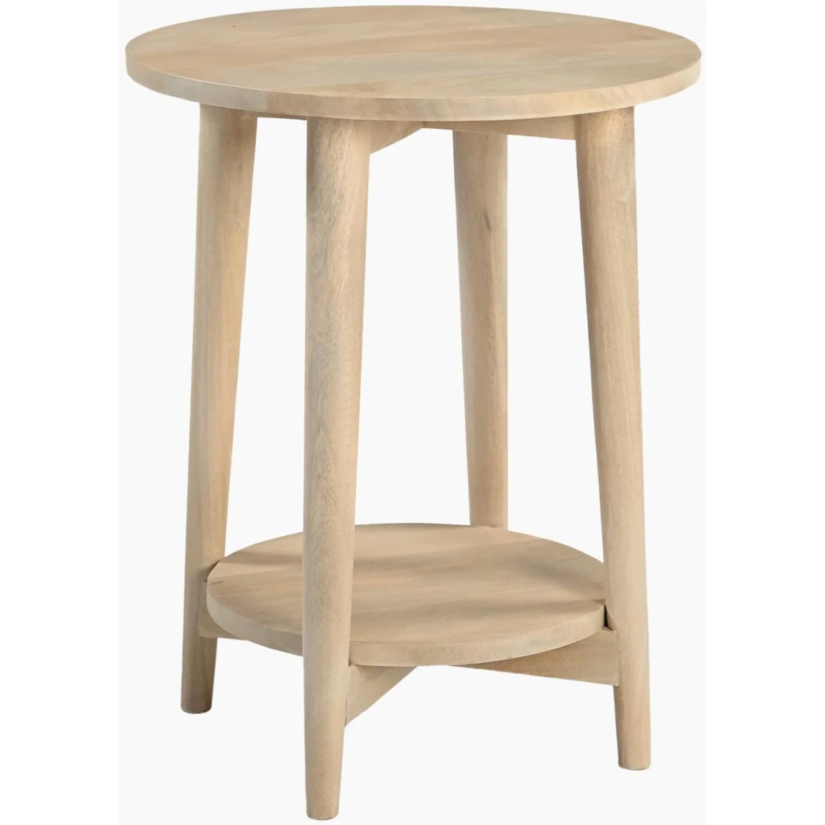 Tacoma Round White Oak Wood Side Table - Oak – image 4