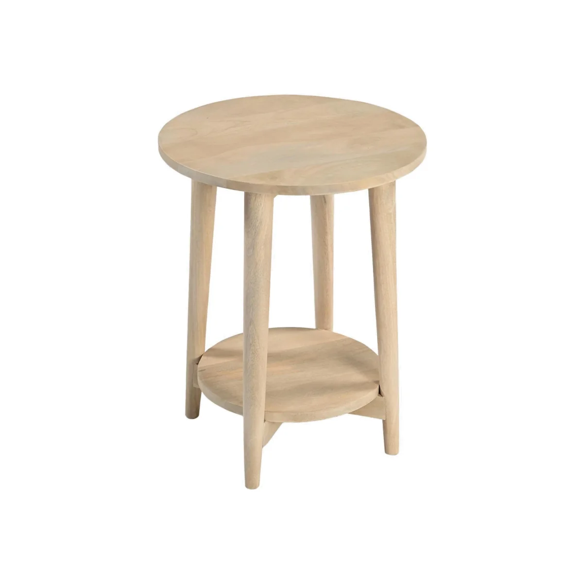 Tacoma Round White Oak Wood Side Table - Oak – image 1