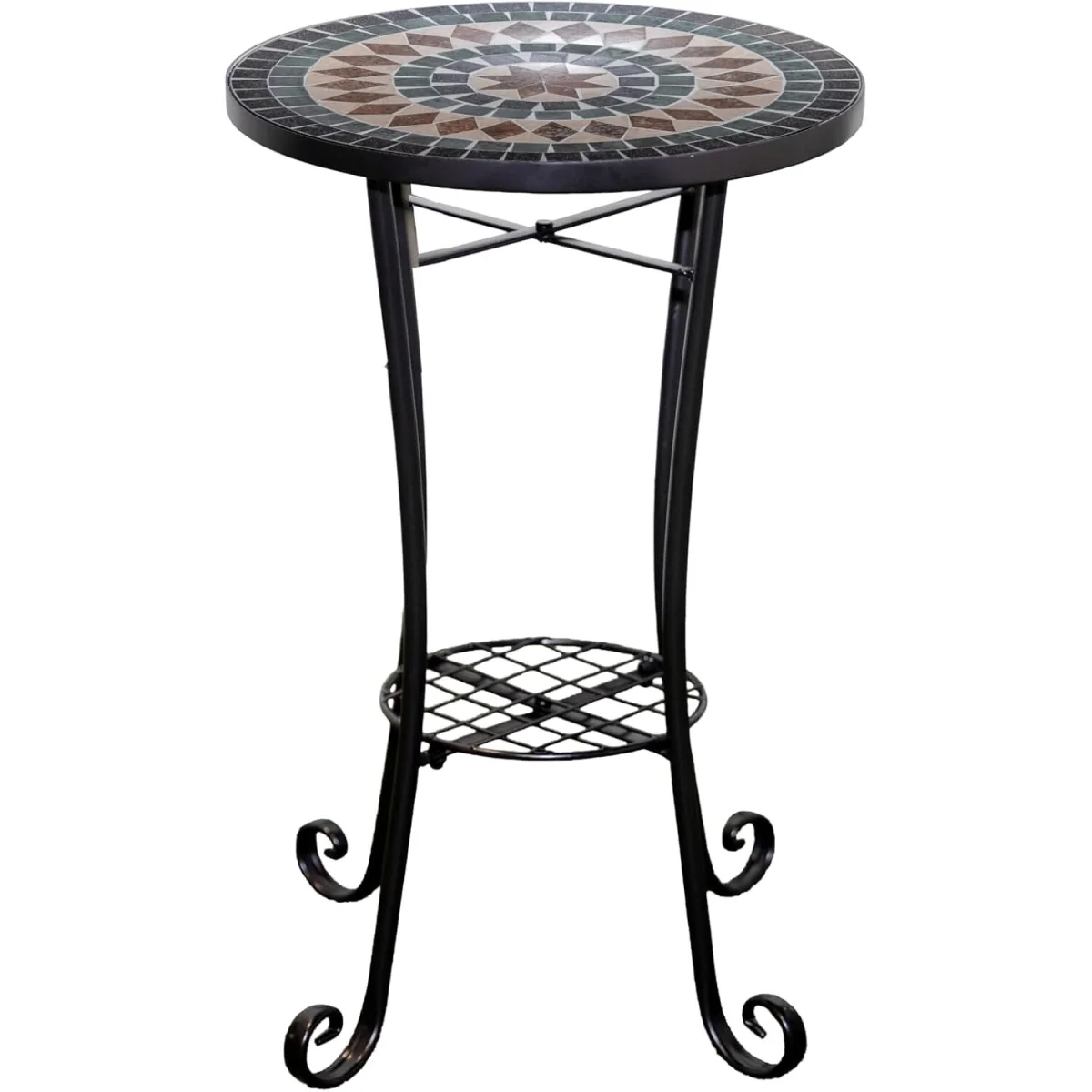 Marrakech Mosaic Plant Stand Side Table - Multi Color frame with mosaic tile seat – image 5