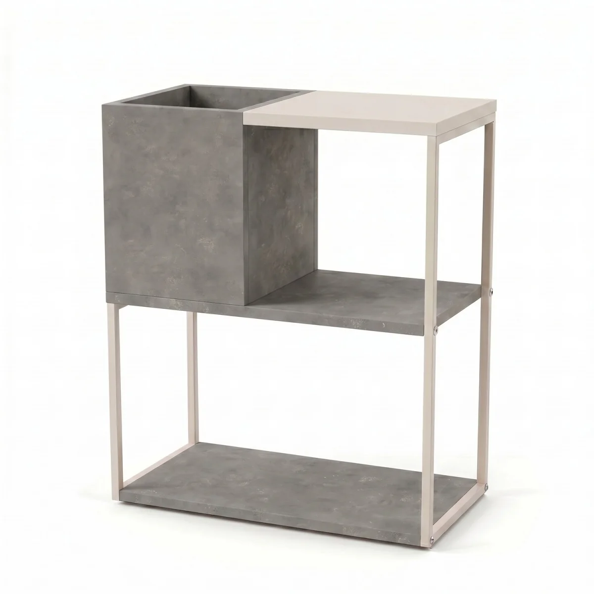 Decortie Tania Side Table with Cube Storage and Open Shelves - Retro Grey – image 3