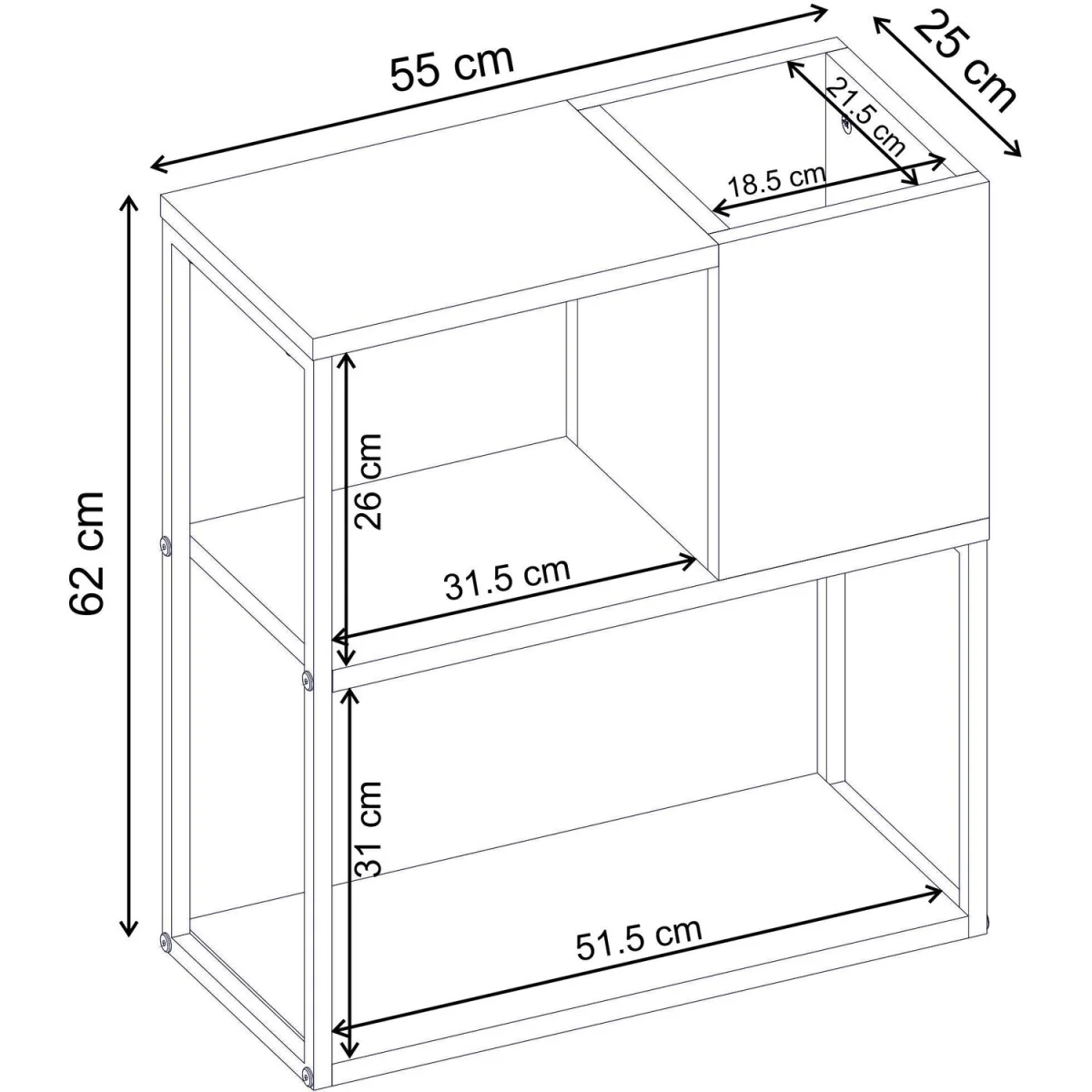 Decortie Tania Side Table with Cube Storage and Open Shelves - Retro Grey – image 7